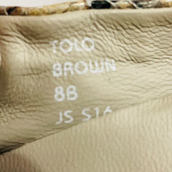 EARTHIES Tolo Leather Tan & Gray Snakeskin Animal Print Ballet Flats 8 - Picture 10 of 12